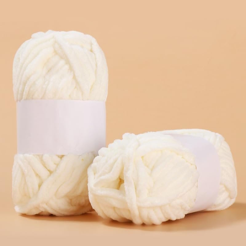 Chunky Single Ply Knitting Yarn for Scarves, Hats – Soft, Easy to Knit and Versatile for Cozy Winter Projects (Beige)