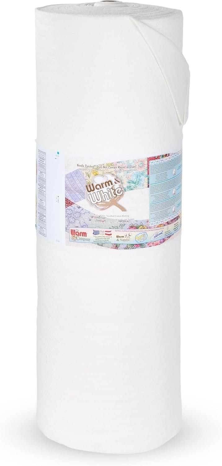 The Warm Company — Warm & White Cotton Batting — 90″ x 40 Yard Bolt, Premium Needle-Punched Quilt Batting for Crafts & Quilting