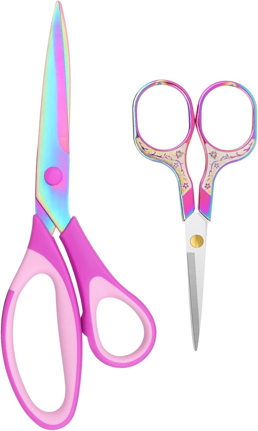 Fabric Scissors, Dressmaking with Titanium Plated Stainless Steel, Tailor Scissors for Cutting Fabrics and Leather, Set of 2