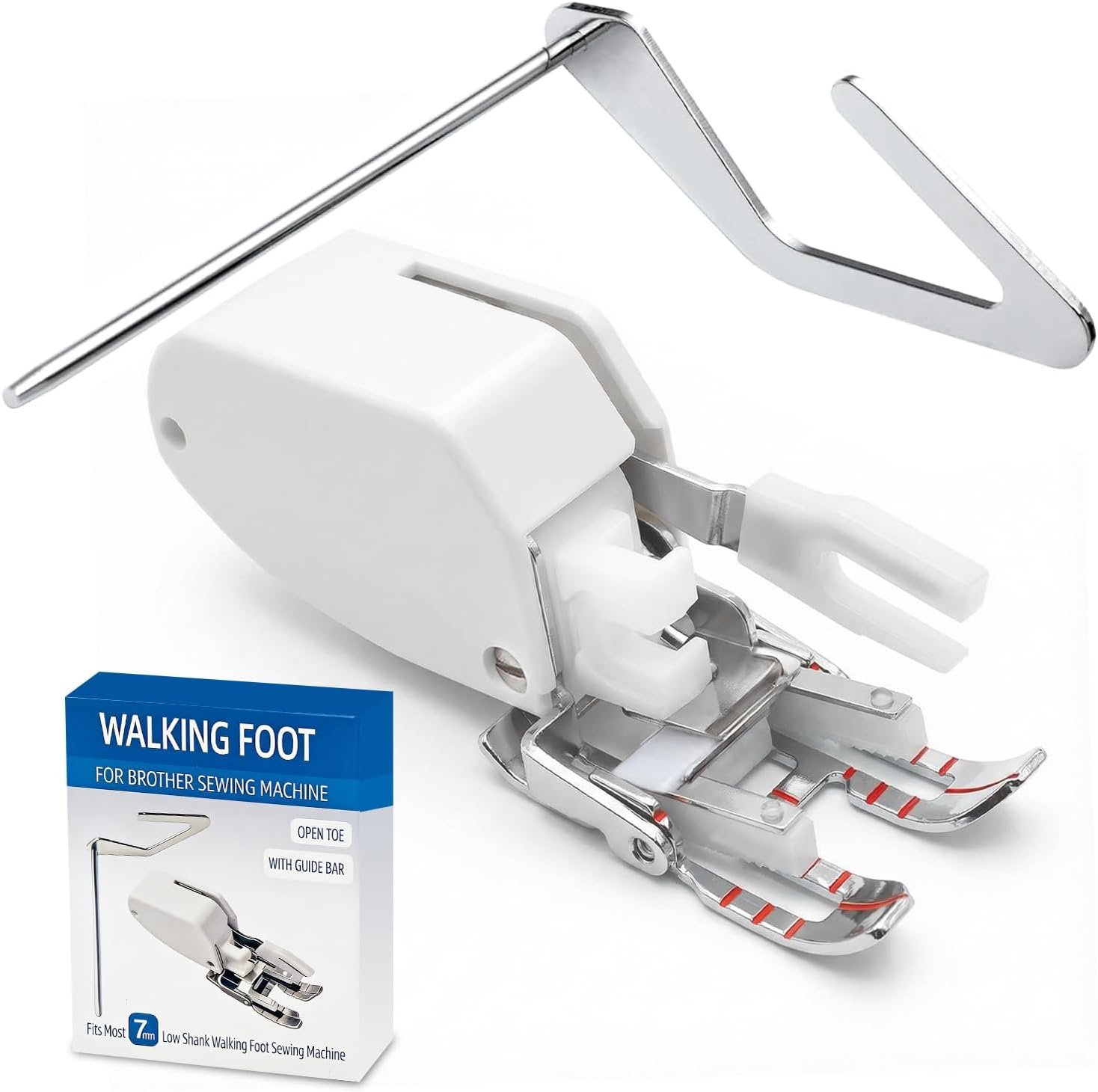 Open Toe Walking Foot with Guide, Compatible with Brother Sewing Machine, Fist Most 7mm Household Low Shank Sewing Machines, Suitable for Quilting and Sewing Multiple Layers