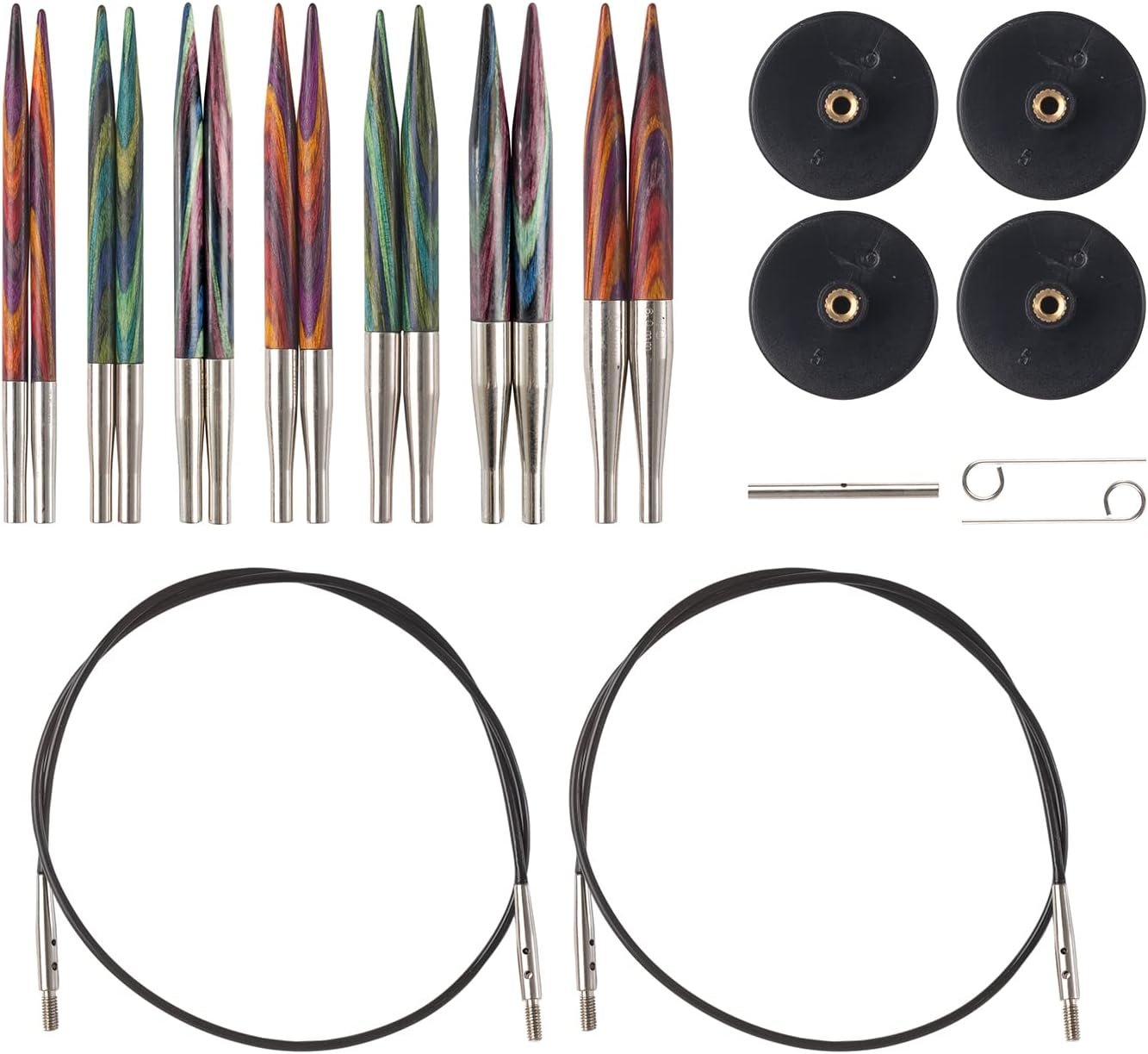Knit Picks Options 2-3/4″ Short Tip Interchangeable Wood Knitting Needle Set (Mosaic)