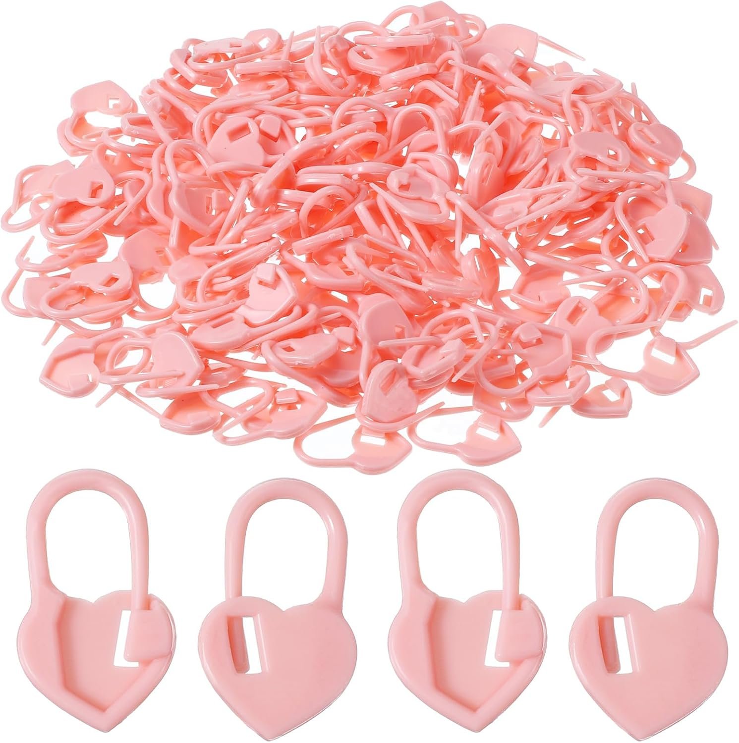 ElevateTech 200Pcs Crochet Stitch Markers Pink Plastic Stitch Markers for Knitting Heart Locking StitchMarker Pins Crocheting Accessories for Art DIY Craft Crocheting Supplies