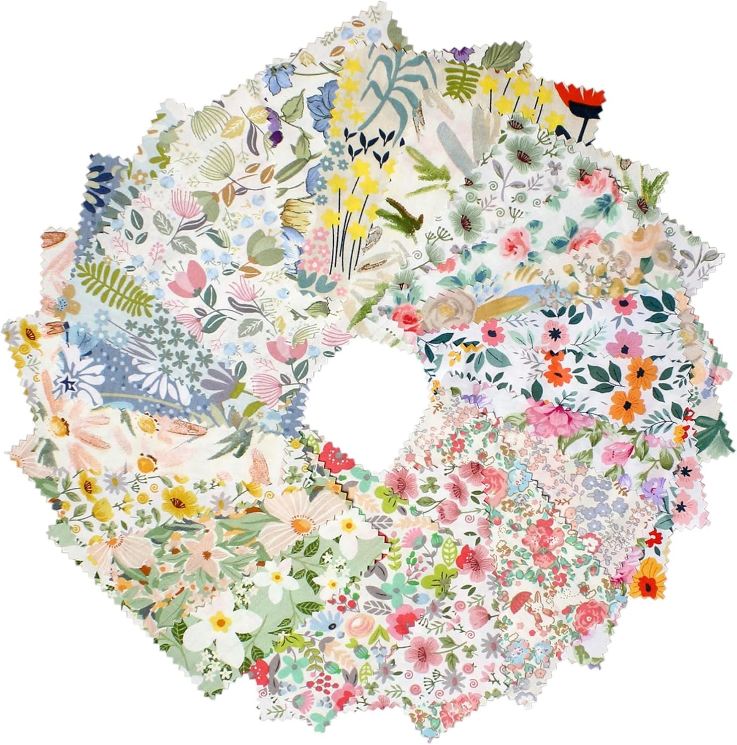 Charm Packs Fabric for Quilting 42Pcs 5” Precut Fabric Quilt Squares Cotton Bundles for Sewing Floral Printed Squares