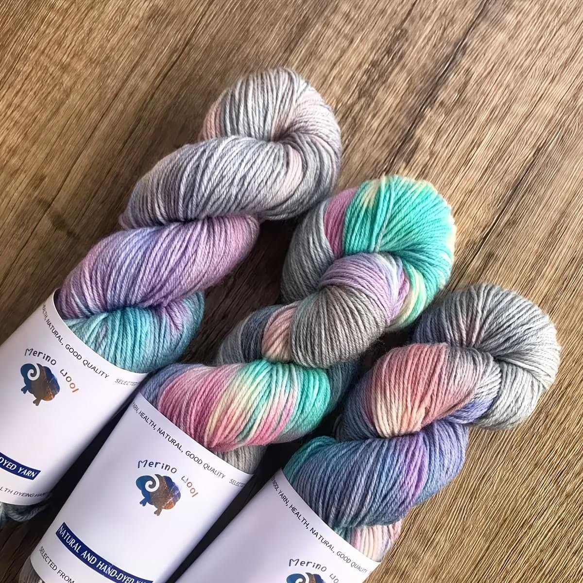 Hand-Dyed Wool Yarn Variegated Colors for Hand-Knitted Scarves Hats Sweaters and Blankets DIY Projects, Graceful Fairy Purple