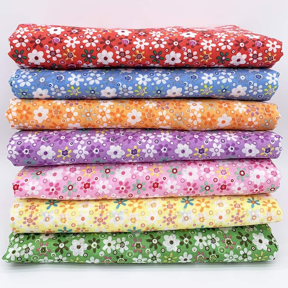 7 pcs 20″ x 20″ Cotton Fabric DIY Making Supplies Quilting Patchwork Fabric Fat Quarter Bundles DIY for Quilting Cotton Patchwork Cushions (Color Mixing, 20″ x 20″)