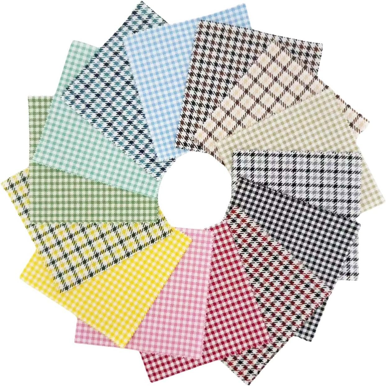 5×5 Inch Gingham Fabric Squares,Charm Packs Clearance,Pre-Cut Houndstooth Pattern Bundles for Quilting & DIY Crafts (42Pcs)