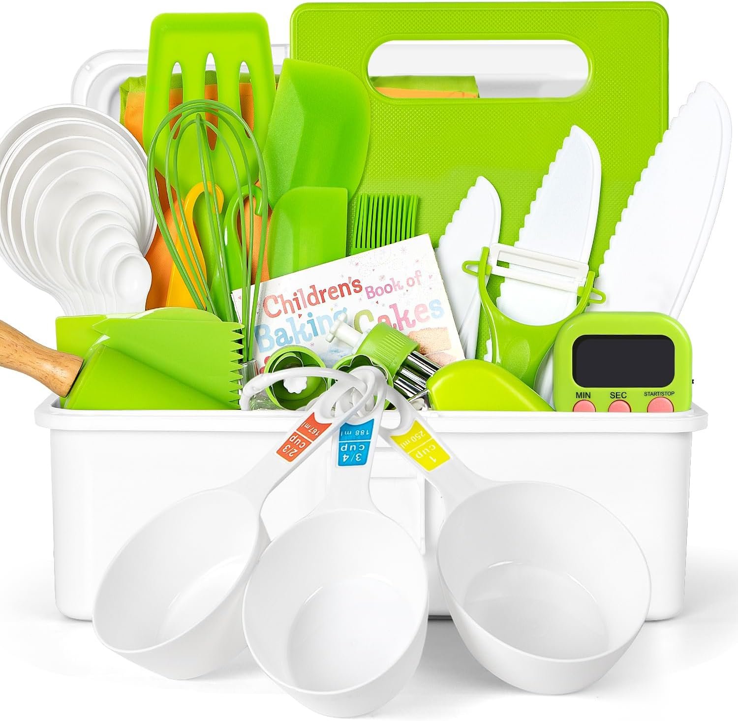 37PCS Kids Cooking Sets Real, Kids Cooking and Baking Gift Set with Storage Case Timer Kid Safe Knives Cutting Board, Toddler Real Kitchen Accessories, Birthday Gifts for Girls & Boys Age 3 – 8