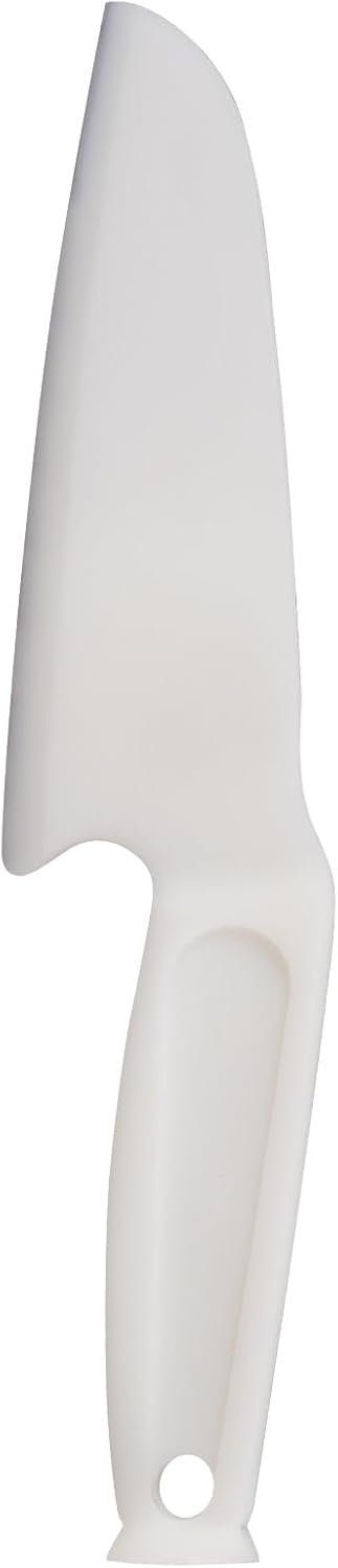 Nylon Knife Safe for Kids, Professional Lettuce Knife for Real Cooking, 428℉/220℃ Heat-resistant Plastic Knivies for Nonstick Pans, Best as Bread etc. (Round-base-White)