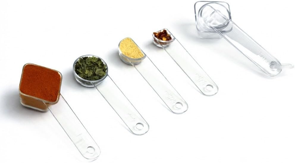 Visual Measuring Spoons – Easy-Read, Fraction Shaped Measuring Spoons – Clear, Shatterproof and Dishwasher Safe, Made in USA