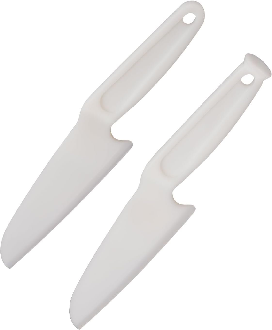 2 PCS Nylon Knife Safe for Kids, Professional Lettuce Knife for Real Cooking, Heat-resistant Plastic Knife for Nonstick Pans, Best as Cake Knife etc. (2-Comb-White)