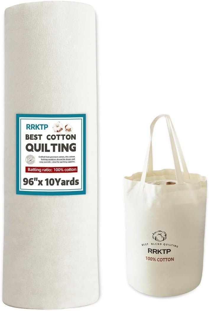 RRKTP Cotton Quilt Batting By The Roll，100% Cotton Batting for Quilting,Warm Soft Natural Batting for Sewing,Stuffing for Crafts Handmade Quilts& Sewing Project-96 X 10 Yard