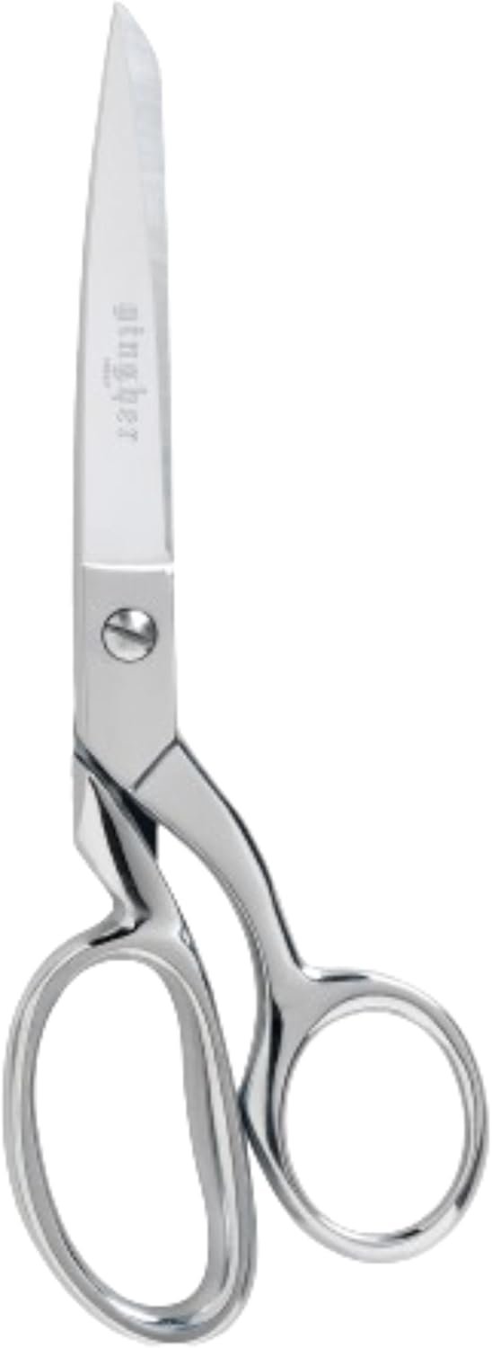 Gingher 8″ Dressmaker’s Fabric Scissors, Stainless Steel Shears, Sharp Knife Edge Steel Sewing Shears with Protective Sheath for Fabric Cutting and Tailoring, Chrome Plated Nickel Finish