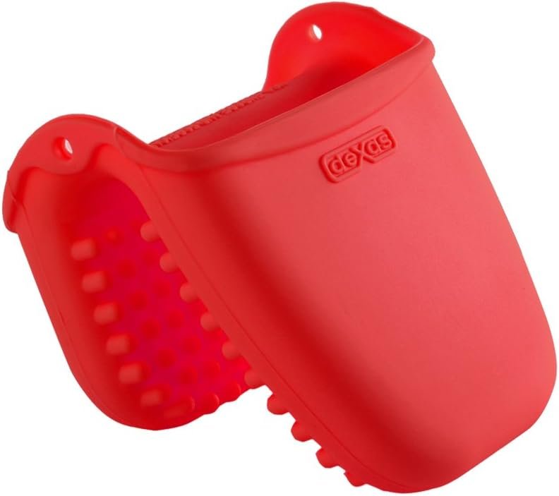 Dexas Mini Silicone Oven Mitt with Raised Nibs, Heat Resistant to 450°F, Red, Dishwasher Safe