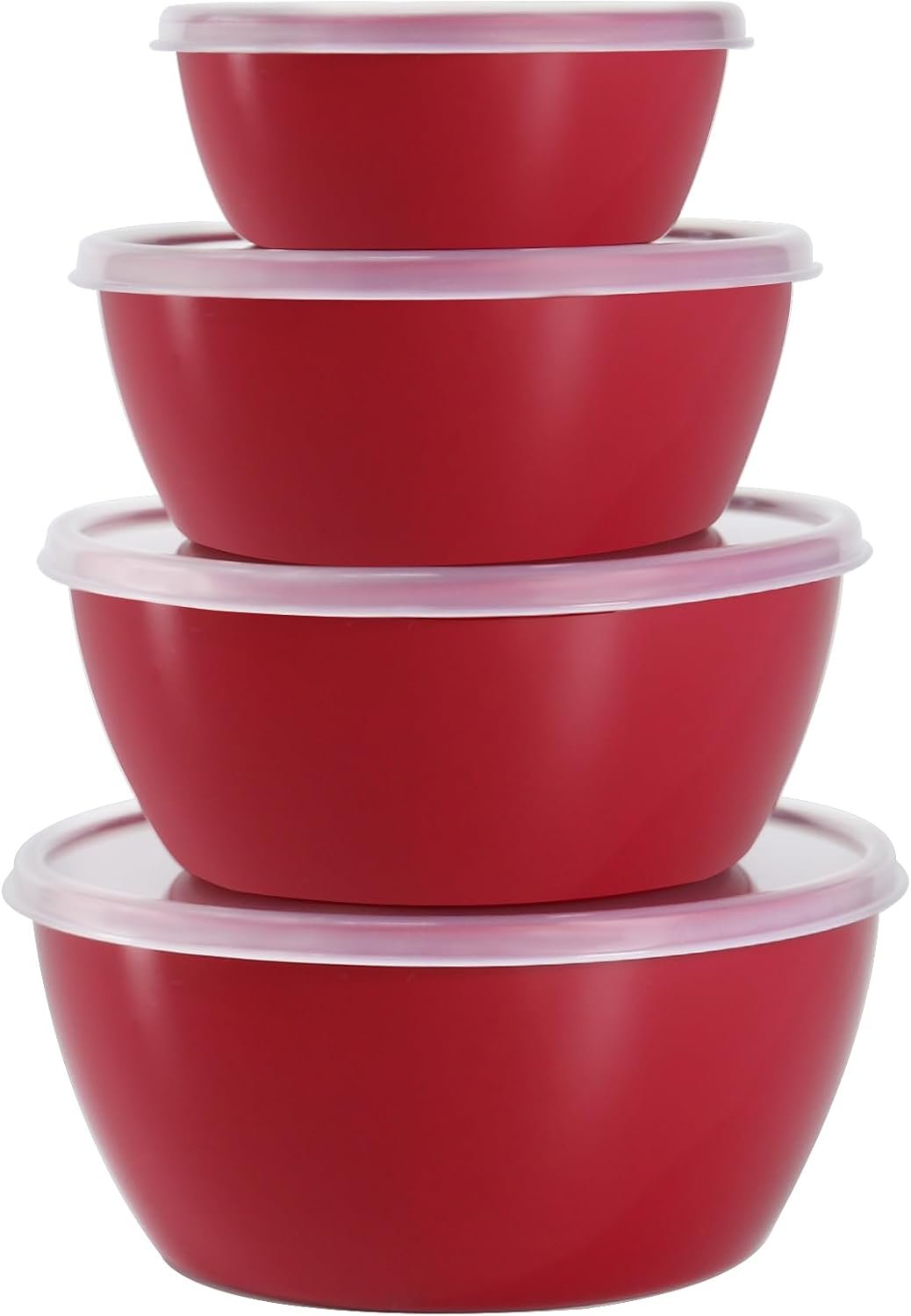 4-Piece Classic Plastic Bowls with Lids, – 8/16/24/32oz Nesting Plastic Small Mixing Bowl Set for Mixing, Baking, Prepping, Cooking and Serving Food, Microwave and Dishwasher Safe