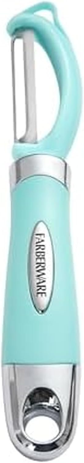 Farberware Pro2 Euro Vegetable Peeler with Ergonomic Handle, Razor-Sharp Stainless Steel Swivel Blade, Dishwasher Safe – Aqua Sky, Peelers for Kitchen Use on Potatoes, Fruits, and More