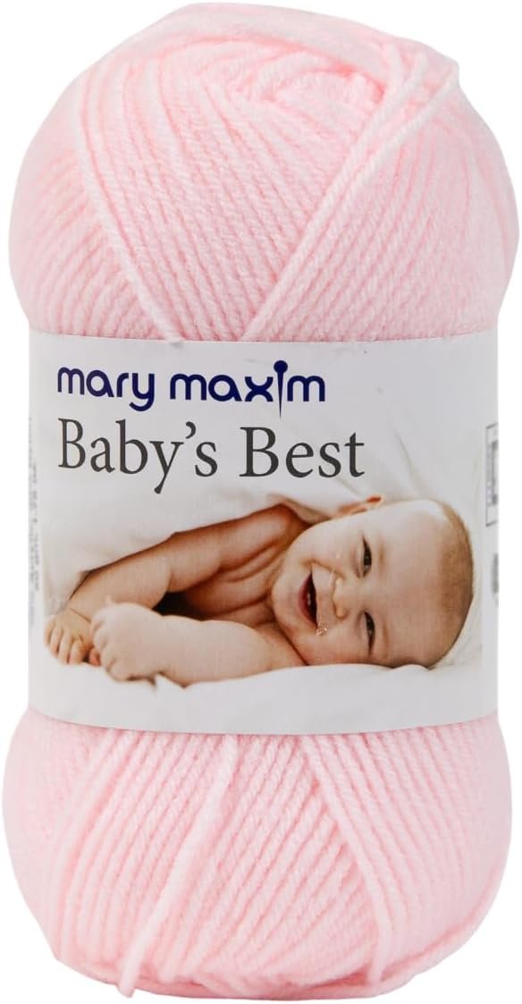Mary Maxim Baby’s Best Pink Yarn for Crocheting and Knitting, Lightweight Size 2 Yarn for Baby Blankets, Afghans and Clothing, Soft Acrylic Nylon Blend, 171 Yards – 1 Skein