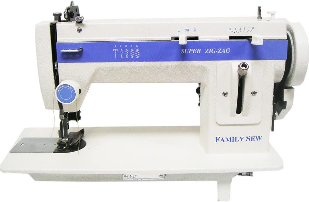 Family Sew FS-388 9″ Flat Bed Straight Stitch and 5mm Zigzag Portable Walking Foot Sewing Machine With Metal Parts for Upholstery