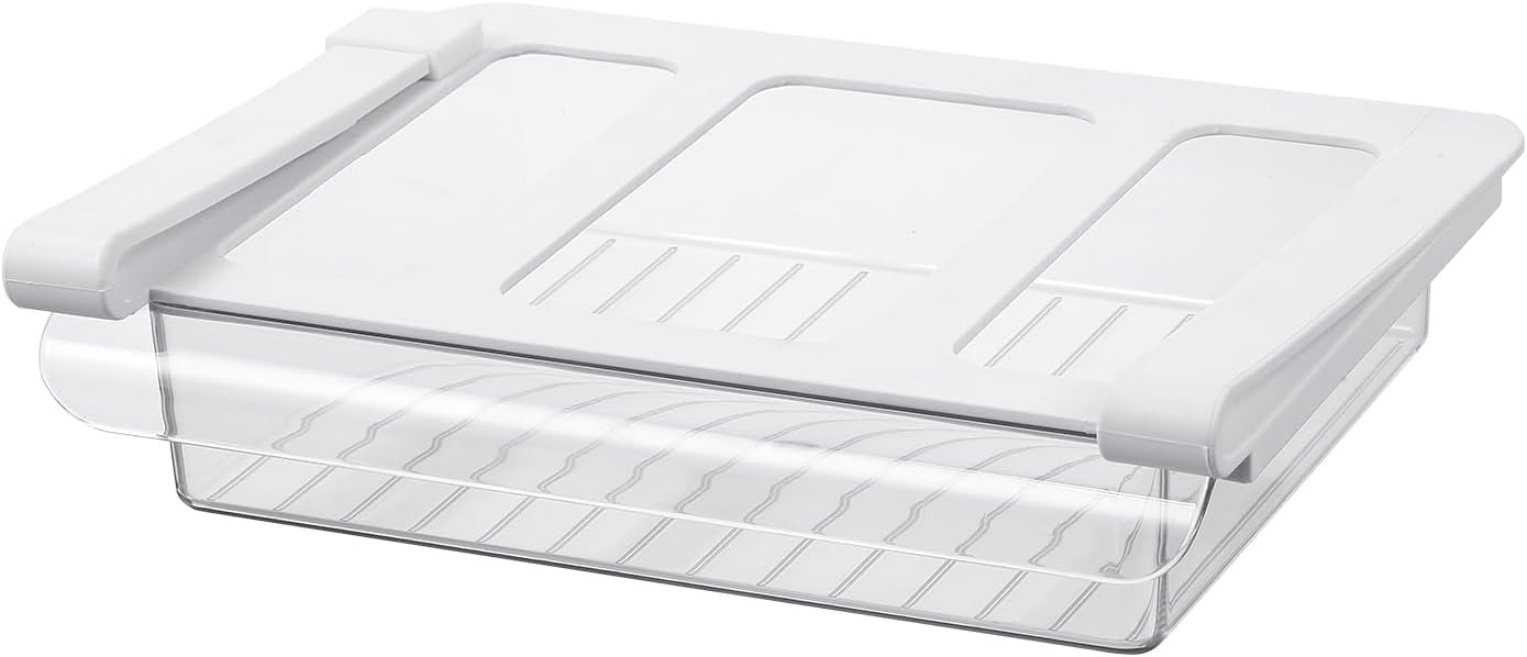 Pull-Out Fridge Drawer Organizer – Under Shelf Storage Bins for Cheese Slices, Deli Meat & Small Items – Space Saving Refrigerator Organizer (2″ Height x 8.66″ Width)