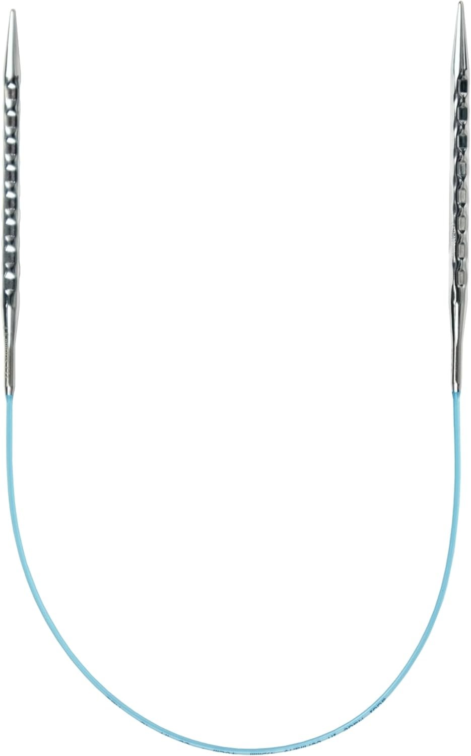 skacel by addi Rocket 2 (Squared) Circular Knitting Needles, Fixed 16 Inch (40 cm) Plated Brass Tips with Flexible Nylon Cord, 5 mm (US Size 8)