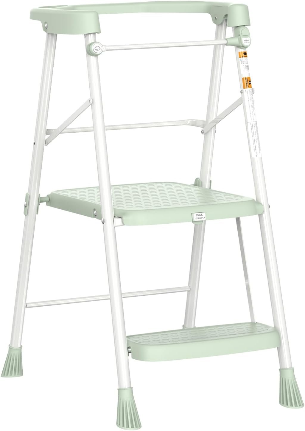 HBTower Kids Step Stool 2 Steps with Anti-Drop Safty Railing, Toddler Tower for Kitchen Counter Learning, Toddler Kitchen Stool Helper,Kids Standing Folding Stepper (Green)