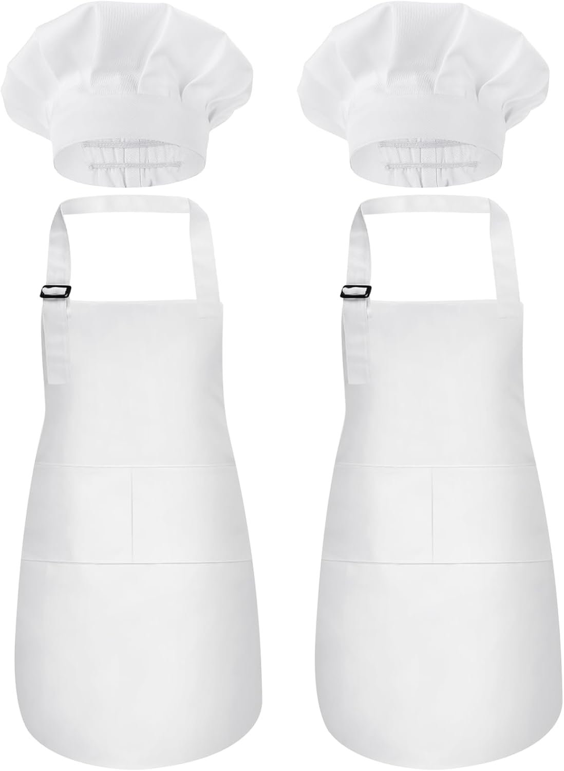 2 Pack Kids Chef Apron and Hat, Adjustable Kitchen Cooking Apron with Two Pockets for Girls Boys