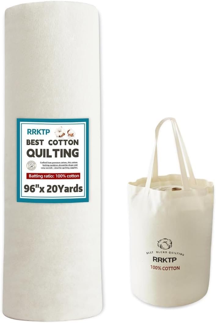 RRKTP Cotton Quilt Batting By The Roll，100% Cotton Batting for Quilting,Warm Soft Natural Batting for Sewing,Stuffing for Crafts Handmade Quilts& Sewing Project-96 X 20 Yard