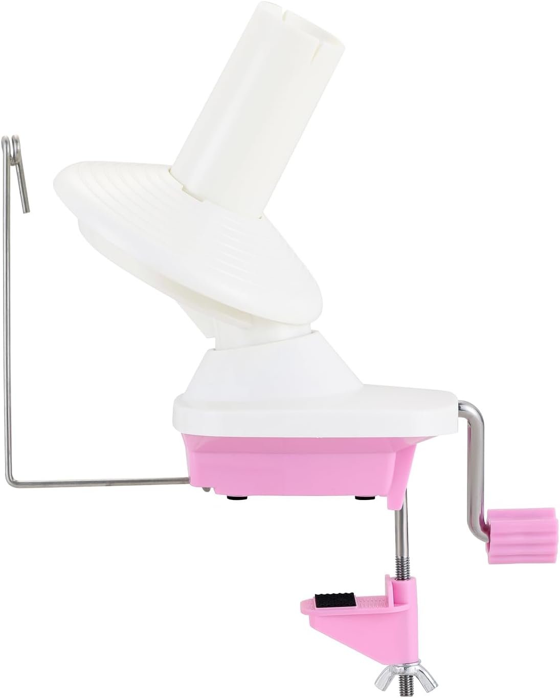 MYFULLY Manual Yarn Ball Winder Capacity 4-Ounce Hand-Operated Winder Holder for Swift Yarn Wool Fiber String Ball (Pink)