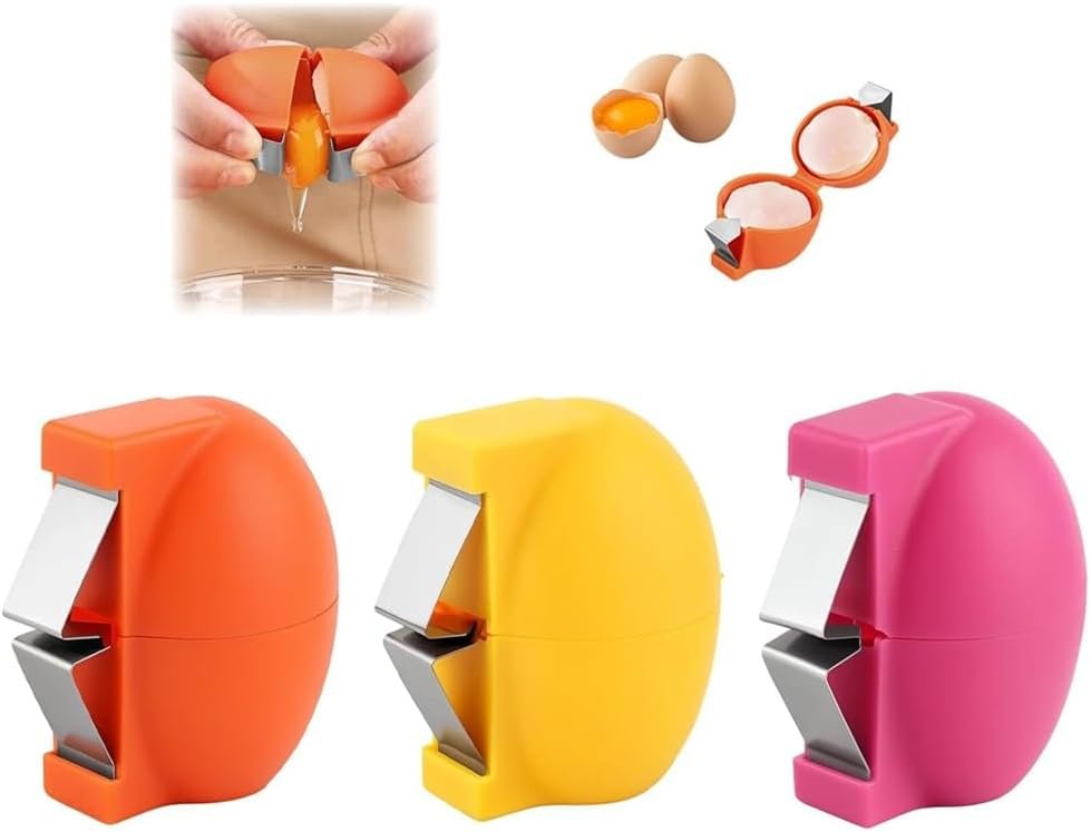 3PCS Egg Shell Opener Stainless Steel Egg Cracker Tool Multifunctional Eggs Separator Tools for Raw and Hard Boiled Eggs Egg Peeler Cube Eggshell Breaker Raw Eggs Cracking Tool Cute Kitchen Gadgets