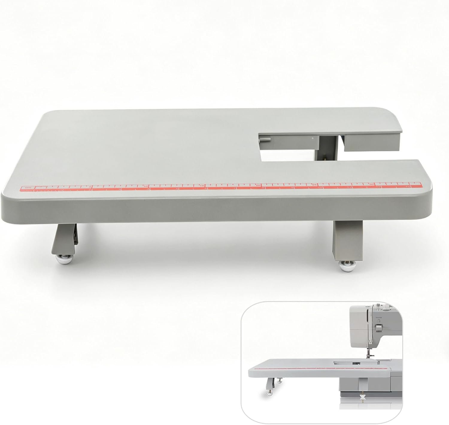 Miaceito Gray Sewing Machine Extension Table for Singer Heavy Duty 44S 4411 4423 4432 4452 5511 5523 5532 6335, Stable Surface, Foldable Leg