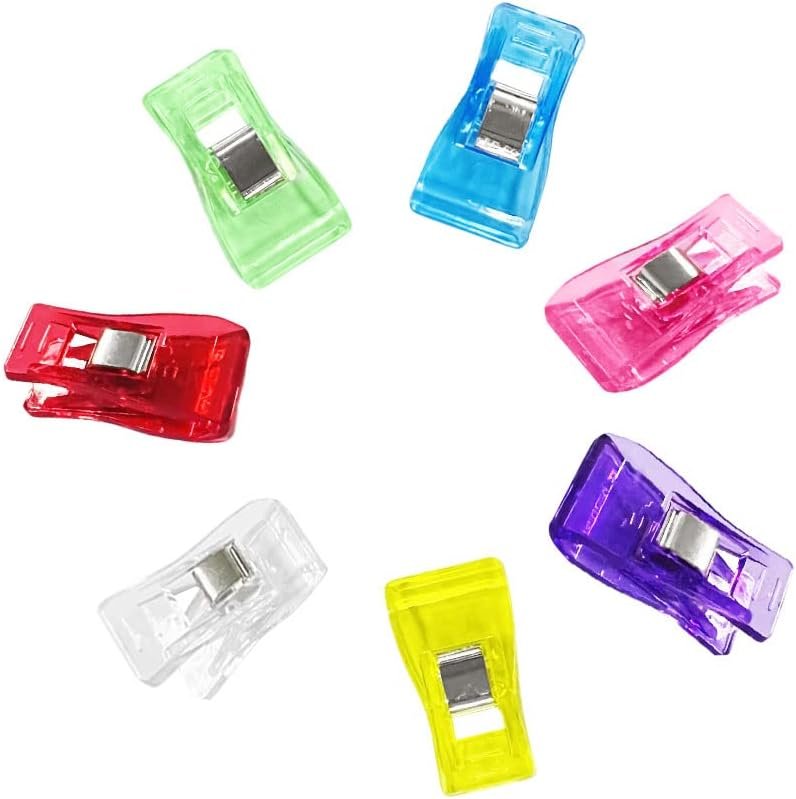 100 Pack Large Wonder Multi-Purpose Clips for Quilting, Crocheting, Knitting and General Use (Large Multi-Color Pack)