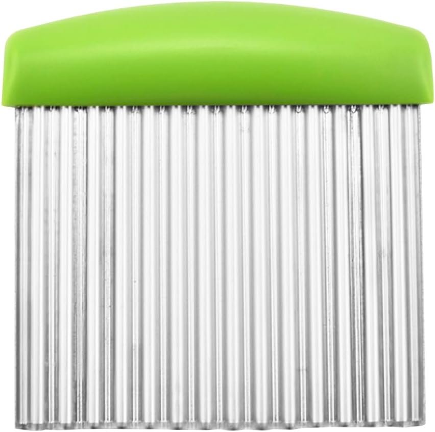 Triangle Crinkle Cutter Stainless Steel (Green) Small Kitchen Tool Kid Safe Knife for Cutting Fruit Vegetables