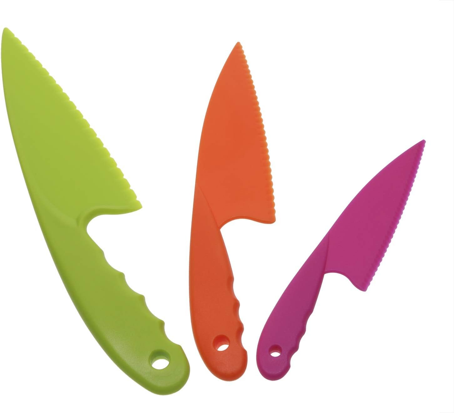 PENTA ANGEL 3 Colors Plastic Knife Set 3 Sizes Nylon Knife Safety Cooking Chef Knives for Fruit Lettuce Vegetable Salad Bread (3 Colors)