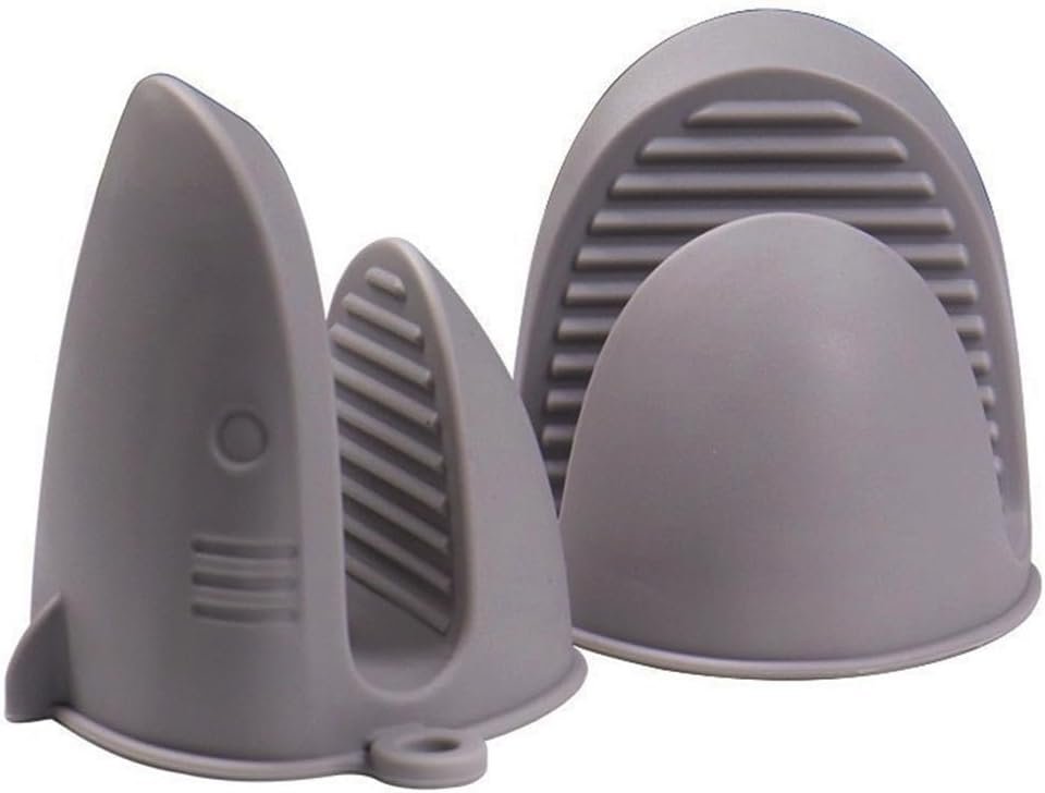 Oven Mitts，Mini Oven Gloves Silicone Heat Resistant Cooking Pinch Mitts Potholder for Air Fryer Kitchen Cooking & Baking (Grey)