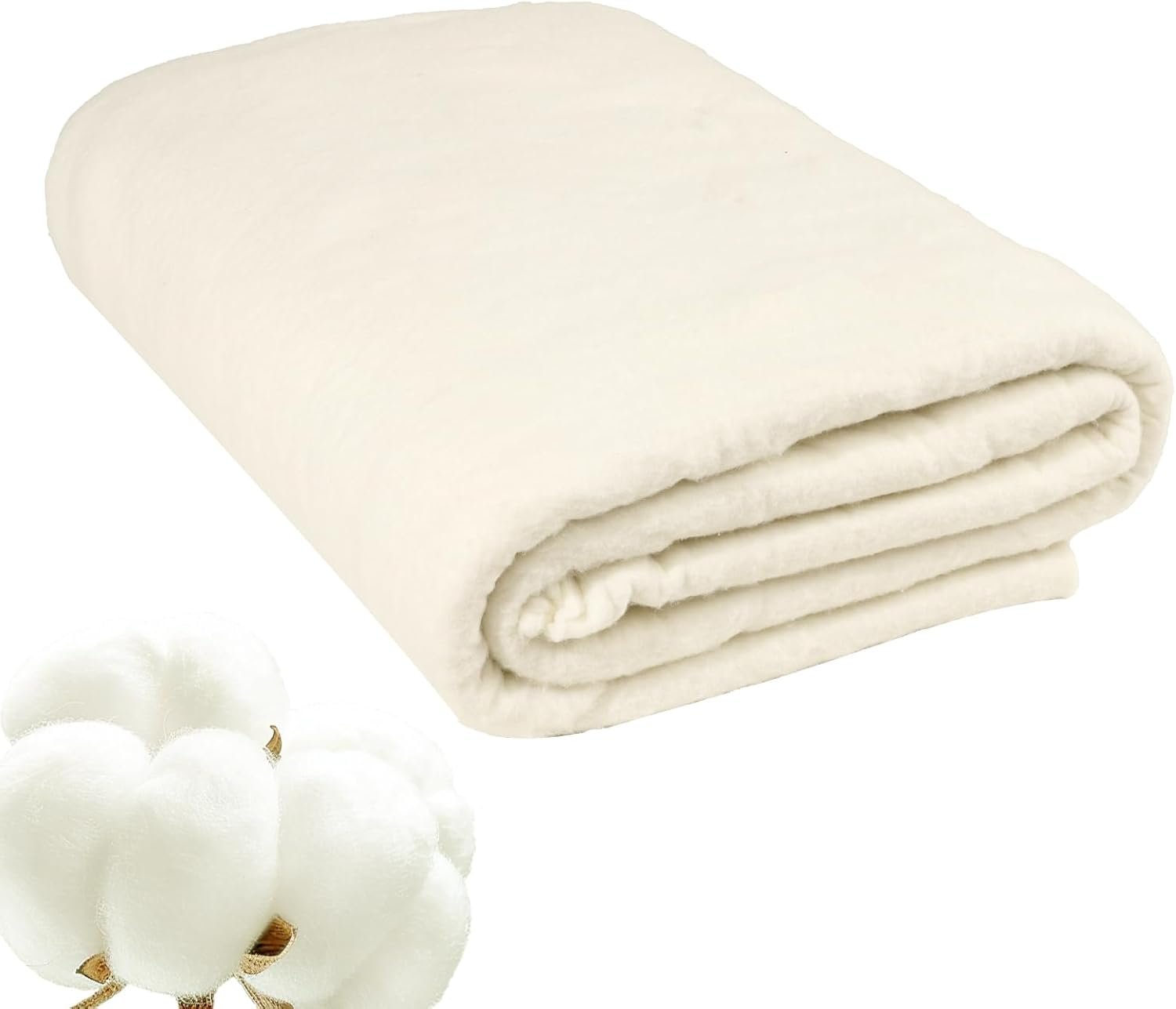 Natural Cotton Quilt Batting Lightweight for Quilting 79″ x 91″, Sewing & Crafts, Breathable Low Loft Batting for Quilts, DIY Projects, Wearable Art & Home Decor