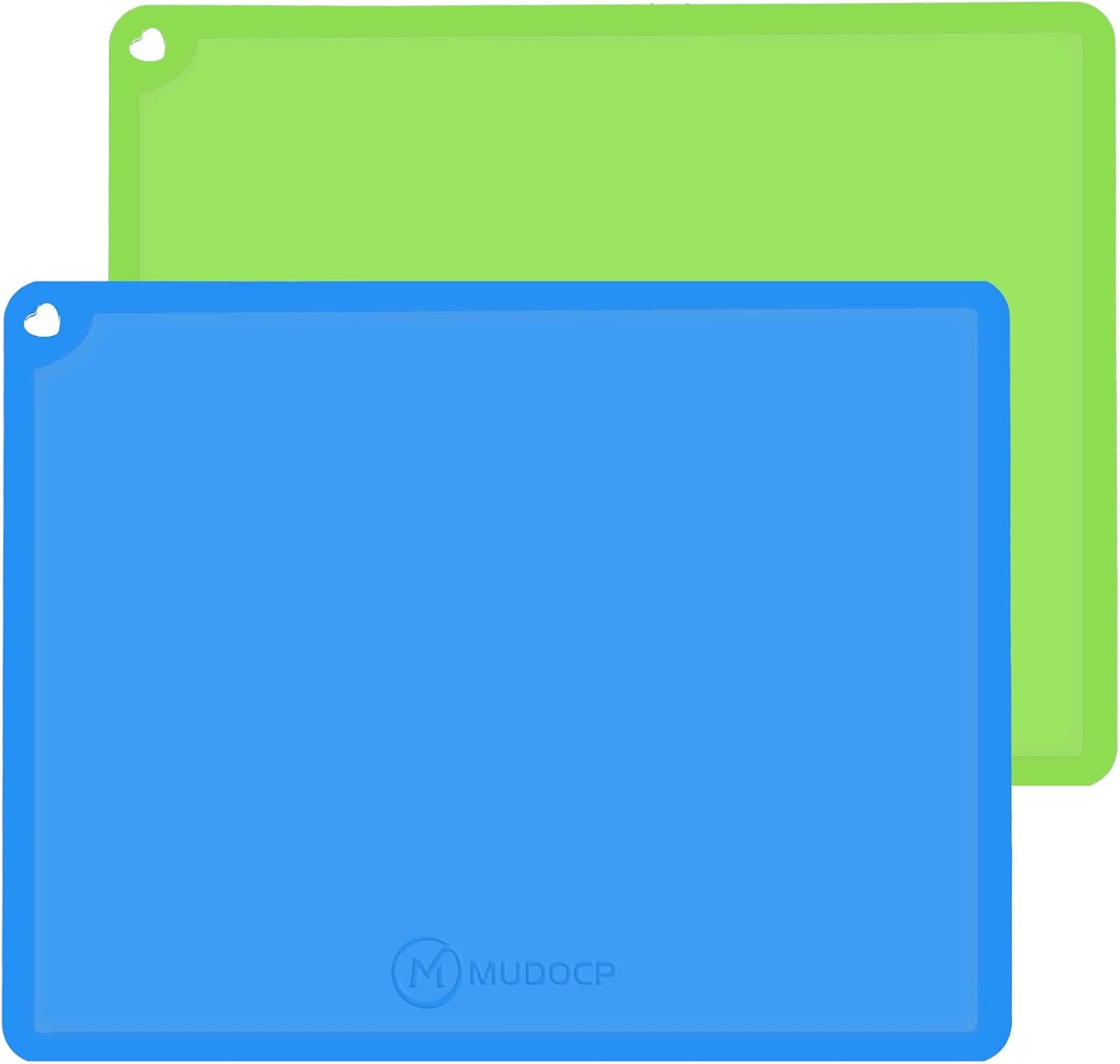 Silicone Kids Placemat, Non Slip Toddler Placemats for Dining Table, Reusable Children’s Dining Food Mat, 2Pack,Blue&Green
