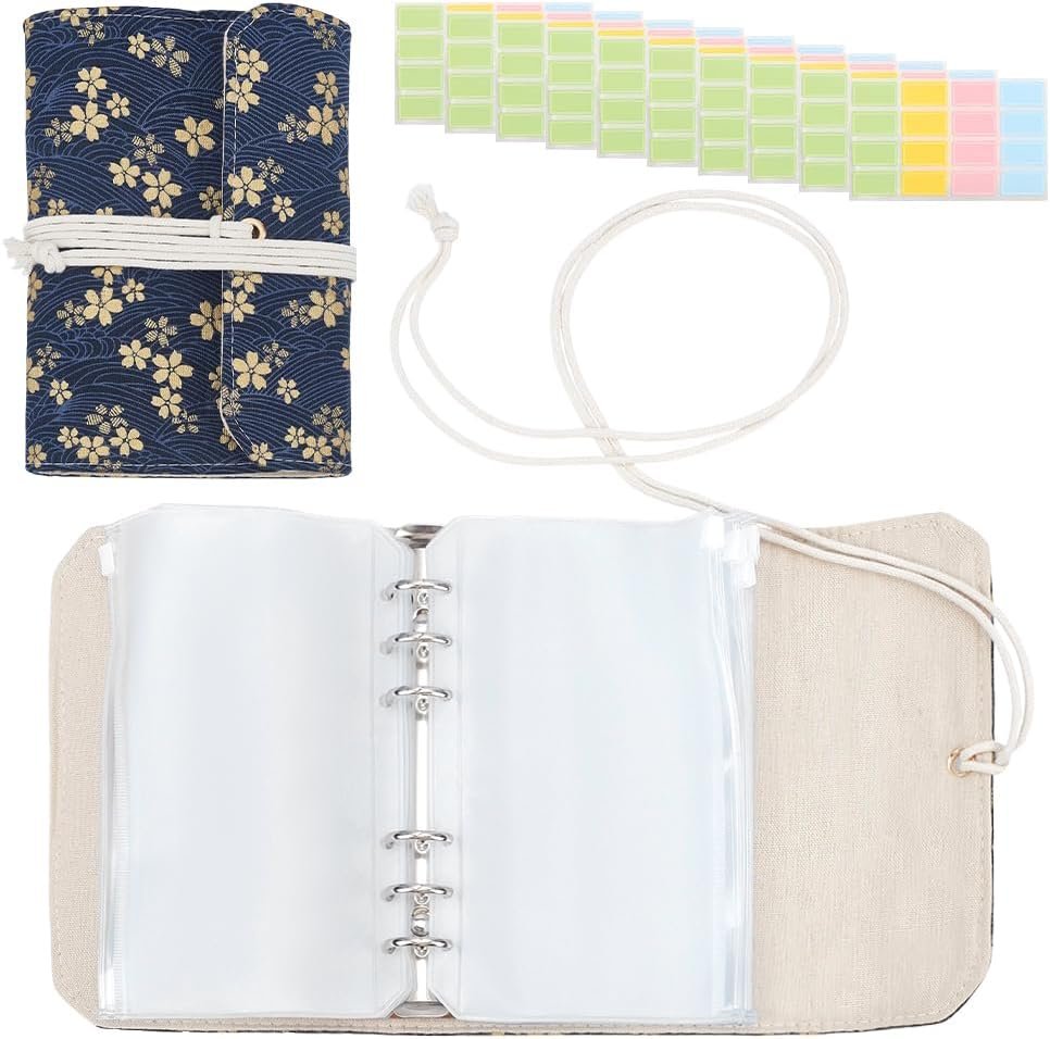EVERJOYCRAFT Knitting Needle Case Golden Flower Polyester Cover Binder Storage Bag Circular Knitting Needles Crochet Hooks and Sewing Needles Organization Label Stickers for Collecting Sorting