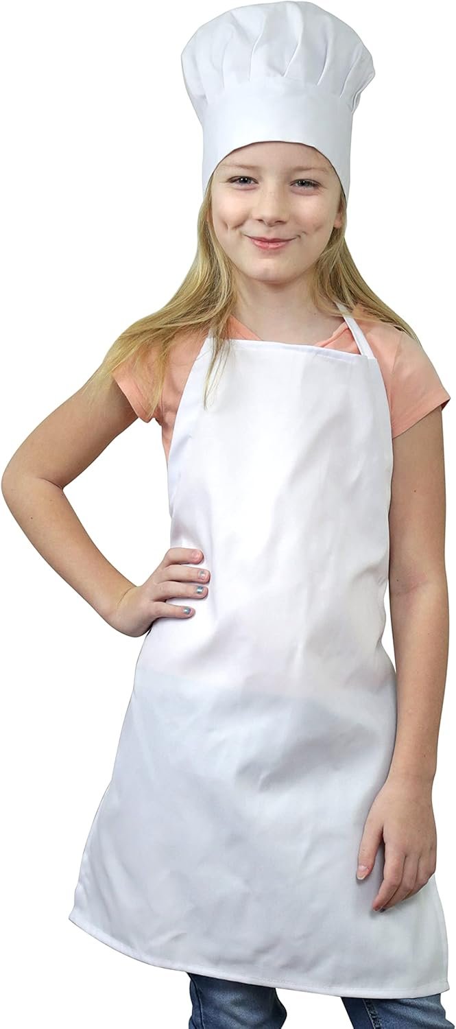 Tessa’s Kitchen Club – Chef Hat and Apron Set for Kids, Real Cooking and Baking Wear Kit for Young Chefs in Training
