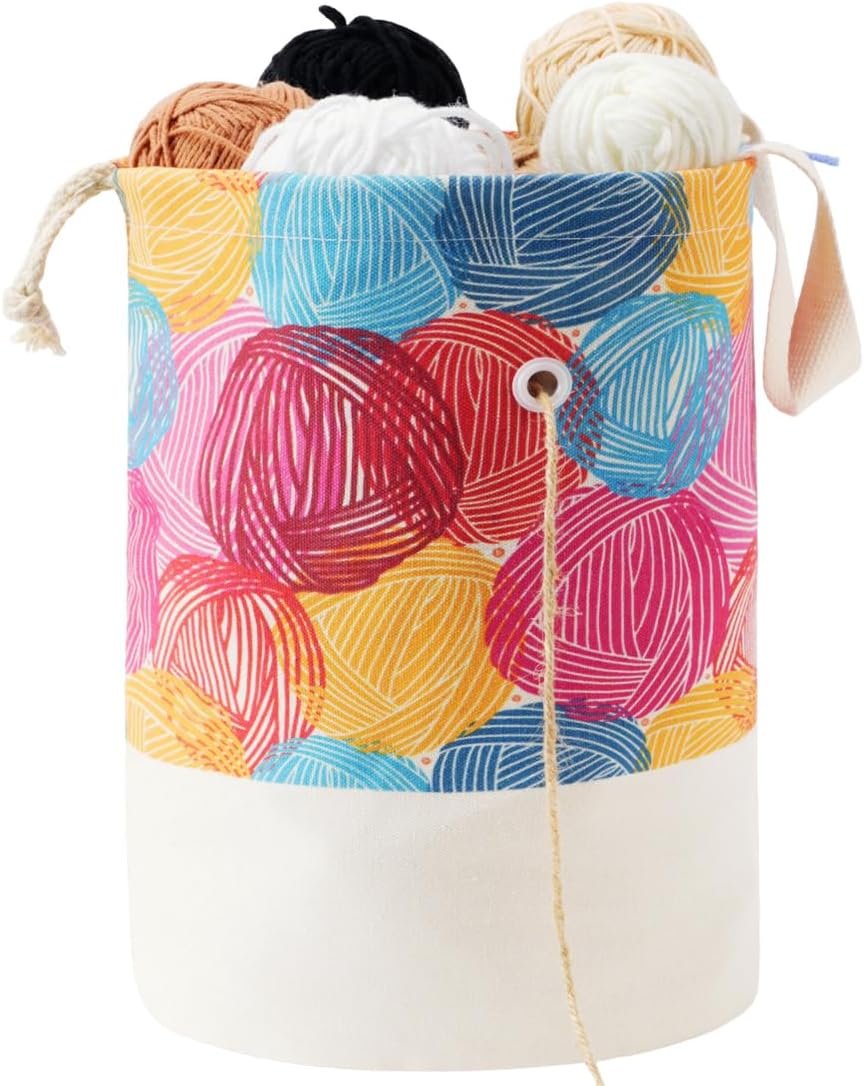 YAWIKO Yarn Bag, Multi-Functional Crochet Bag Organizer, Canvas Yarn Storage Knitting Bag for Knitting Accessories, Crochet Accessories Holder
