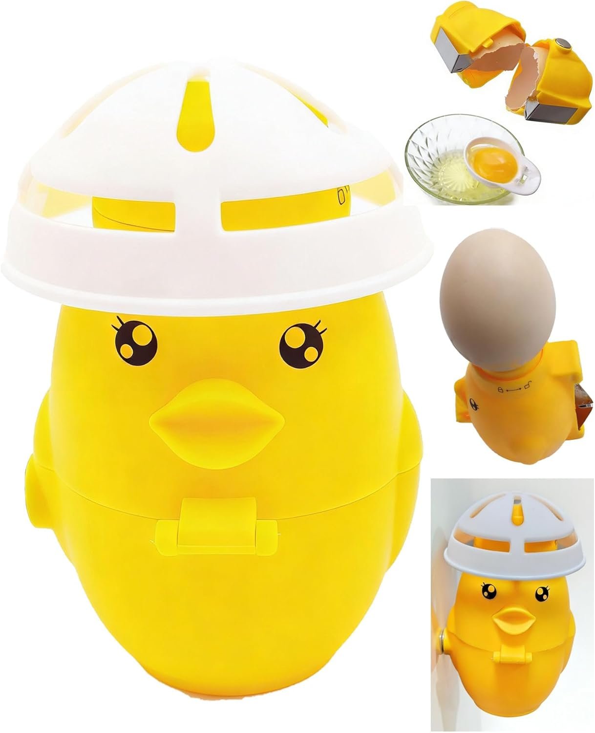 5-in-1 Multi-Purpose Egg Shell Opener,Fridge Magnets,Egg Separator for Raw Eggs,Egg Piercer,Egg Cracker,Hard Boiled Egg Peeler with Safety Lock for Kitchen Home Patent Design 1PC
