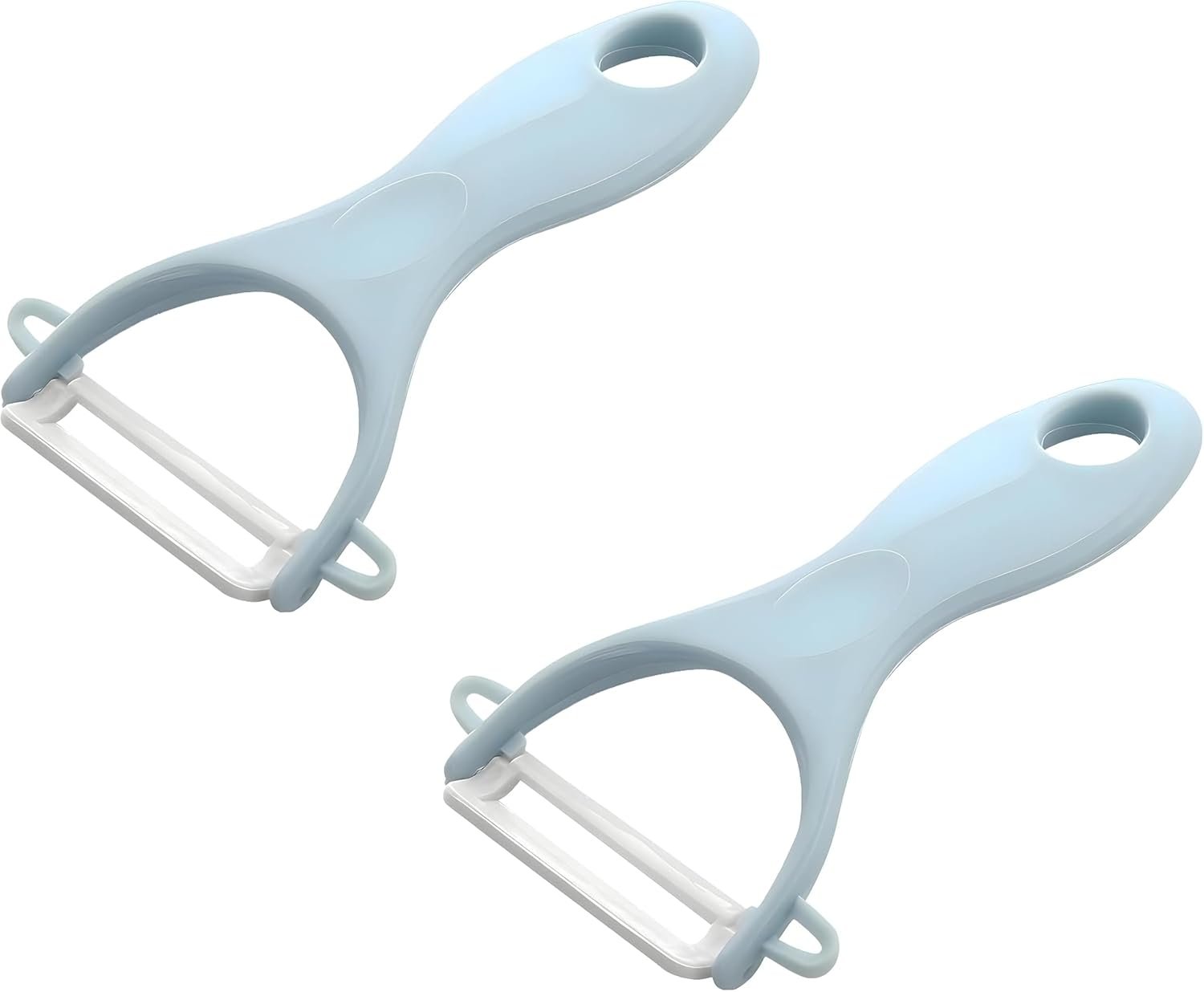 2-Pack Ceramic Y-Peeler Set – Sharp Rust-Proof Vegetable & Fruit Peelers, Blue