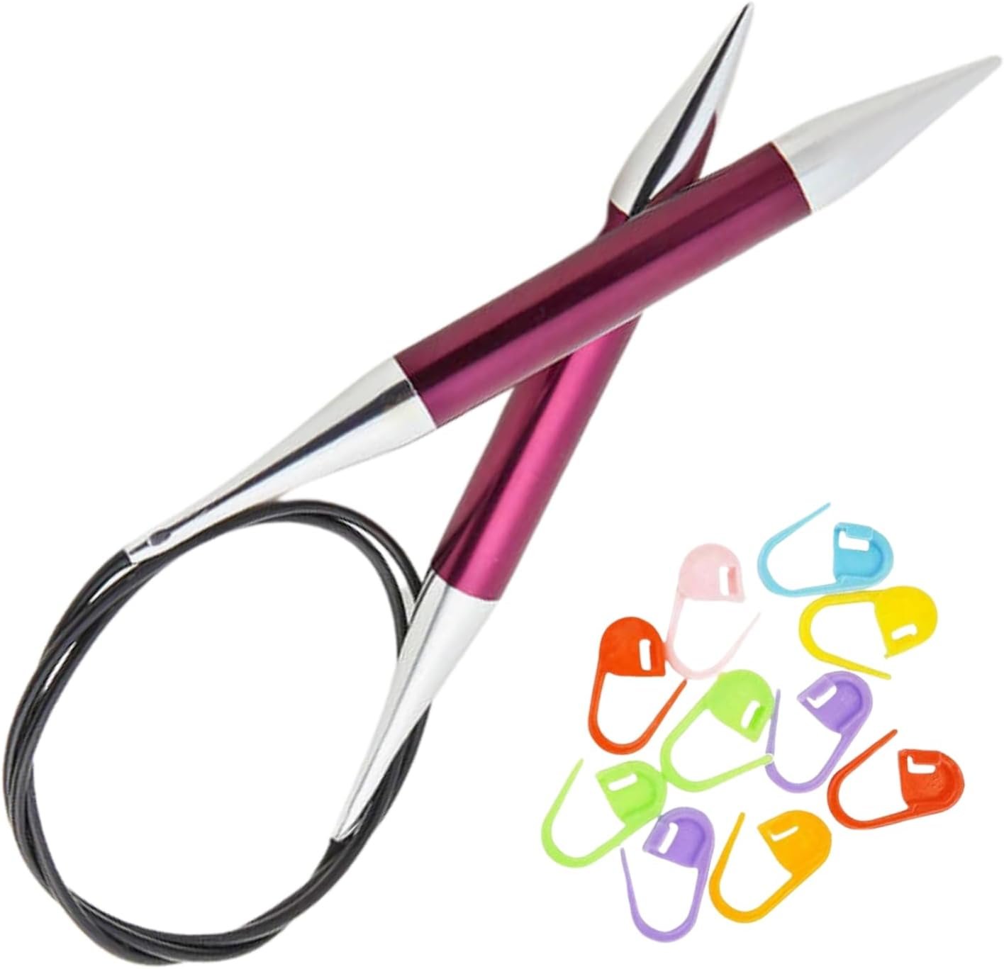 KnitPro Zing Circular Knitting Needles 40 inch, Size 17 (100cm, 12.00mm) with 10 Colorful Stitch Markers