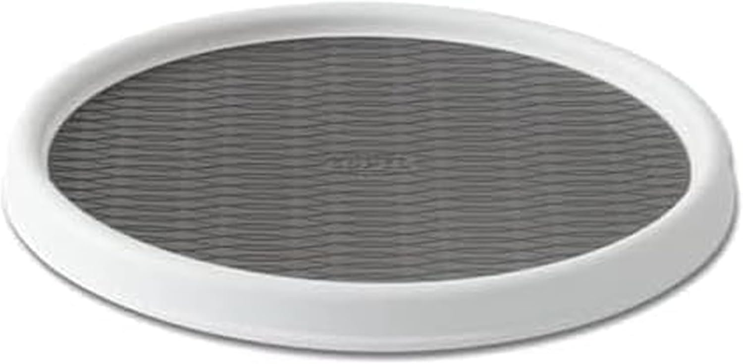 Copco Basics Non-Skid Pantry Cabinet Lazy Susan Turntable, 12-Inch, White/Gray, 1 Count (Pack of 1)
