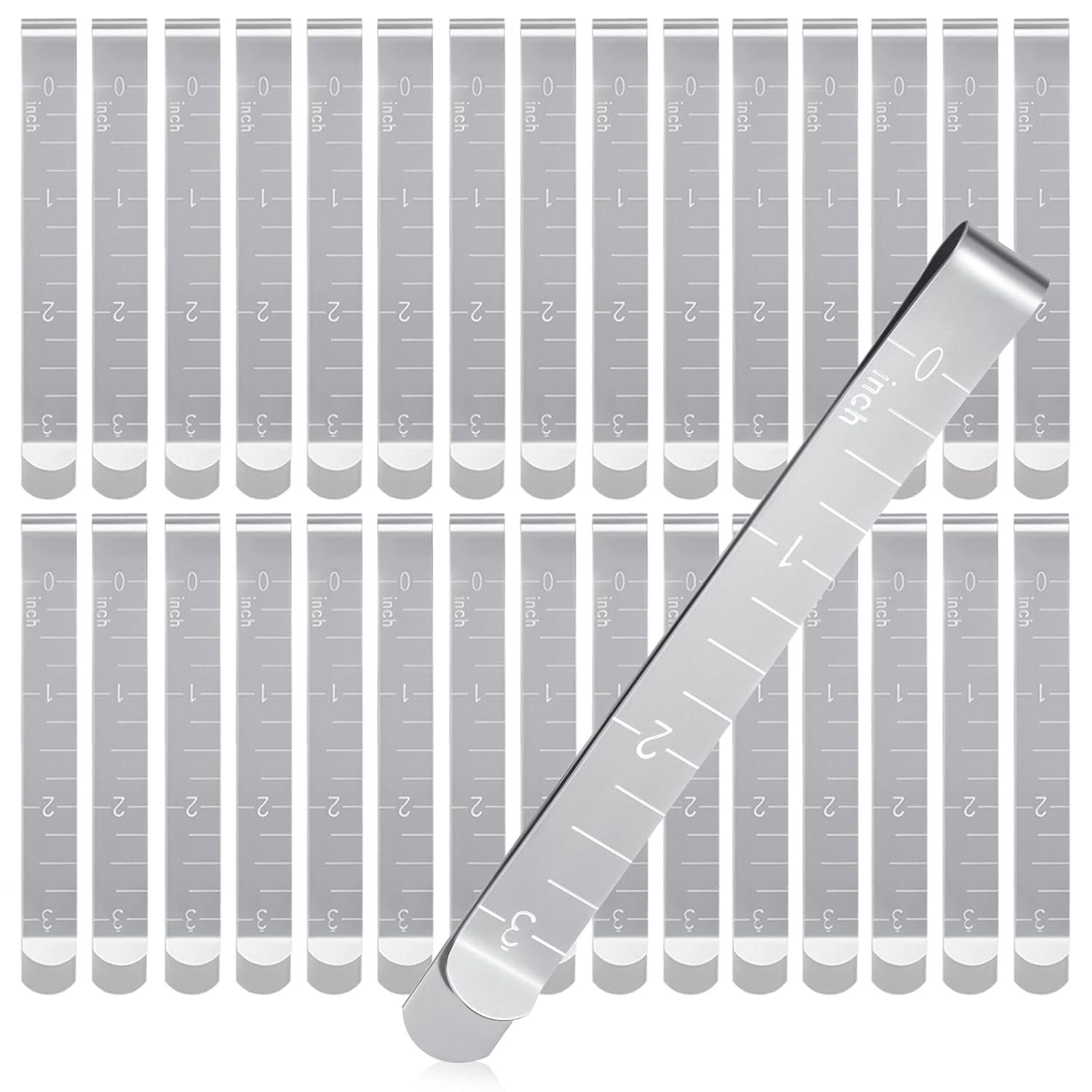Cindeer 30 Pcs Sewing Clips Stainless Steel Hemming Clips Metal Hemming Tool 3 Inches with Measurements for Fabric Quilting Pinning and Marking Accessories