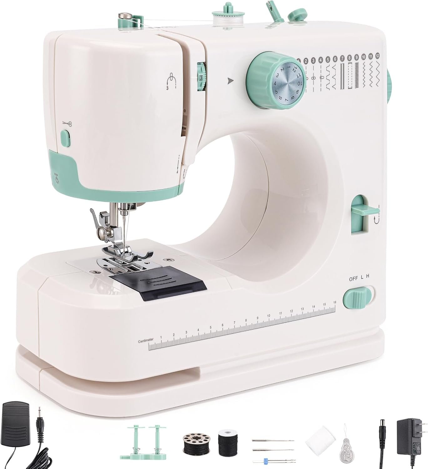 Sewing Machine for Beginners Twin Needles Sewing Machines with 12 Built-in Stitches – Lightweight Portable Free Arm Design for Mending Clothes, DIY Quilting, and Small Projects