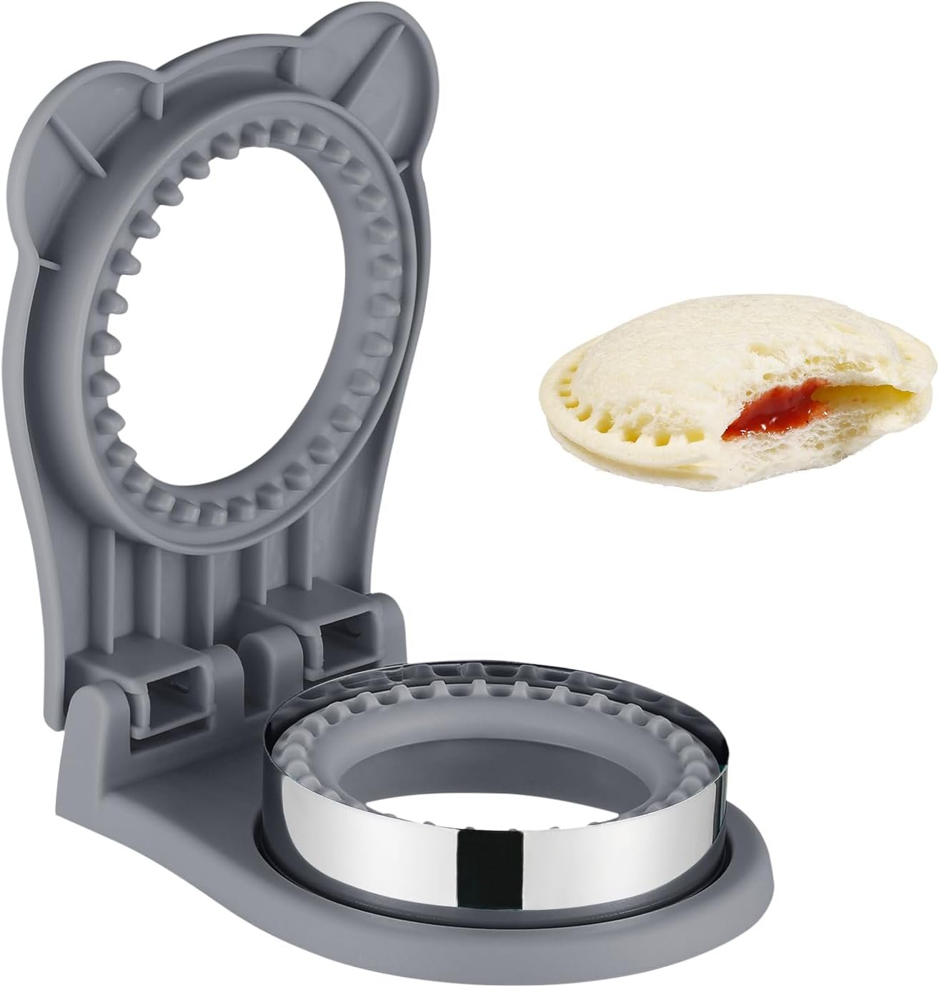 Sandwich Cutter, Maker for Kids Lunch – 3.7 Inch Circle Shape Sandwich Cutter and Sealer, Breakfast And Lunchboxes (Gray)