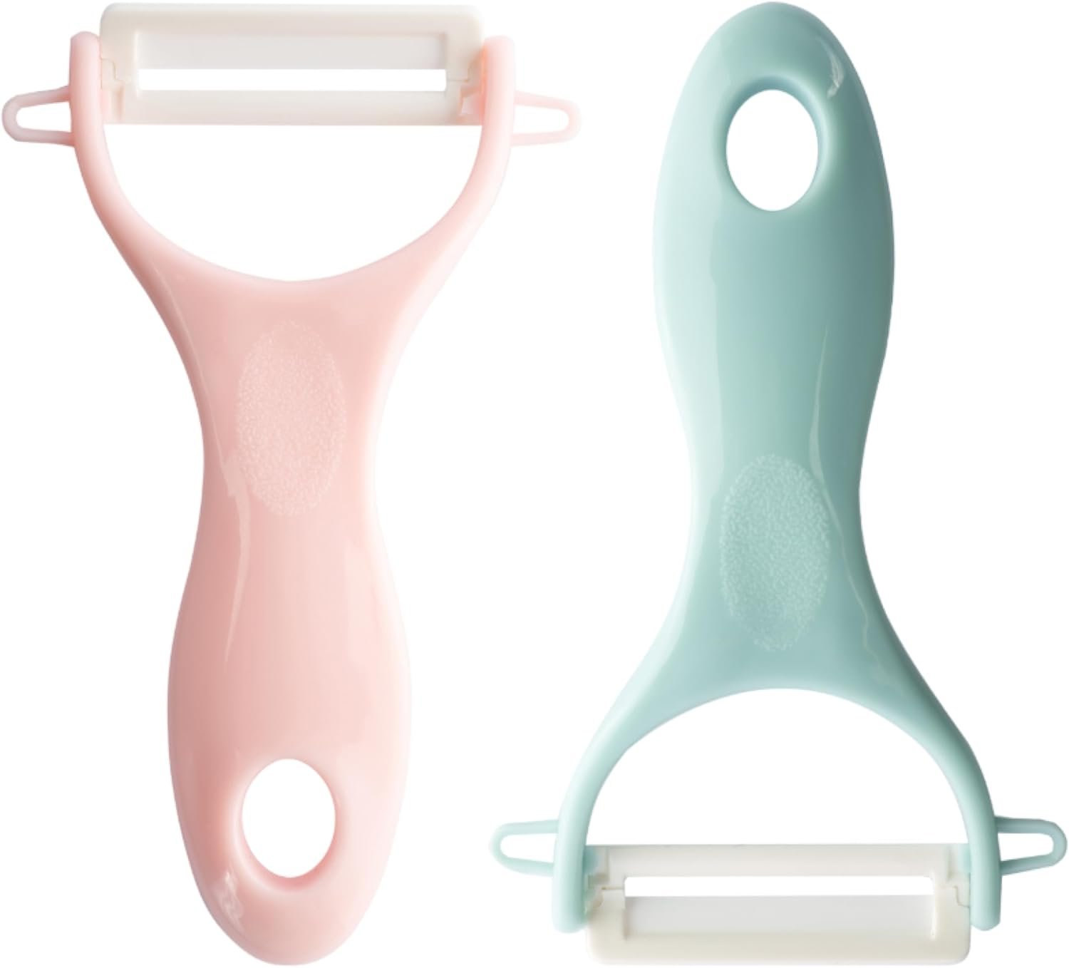 Vegetable Peelers Set of 2 – Ceramic Potato Peelers – Veggie/Fruit Peelers for Kitchen – Slicer with Sharp Blade for Carrot, Orange, Apple (Blue & Pink)