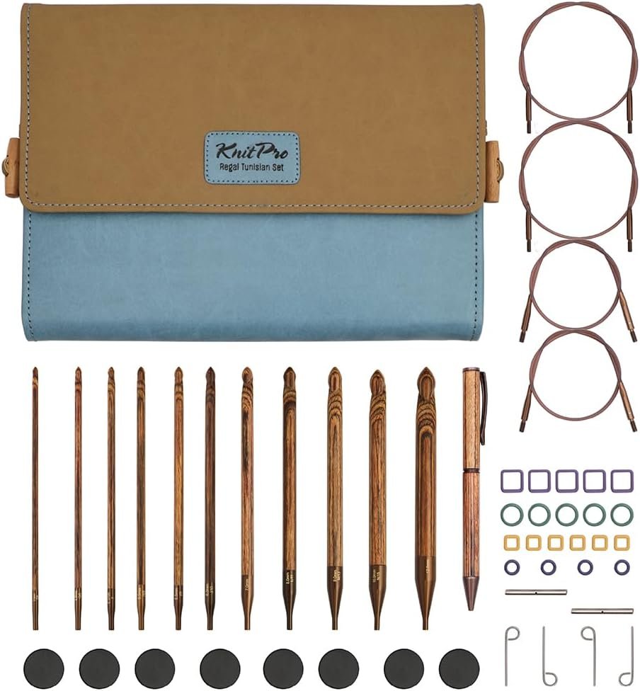 KnitPro Ginger Regal Afghan/Tunisian Crochet Hook Set |11 US Sizes (E to 12mm)