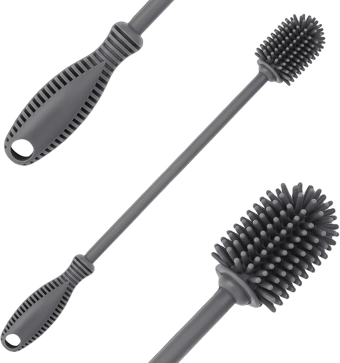 Silicone Bottle Cleaning Brush with Long Handle, 12.5″ Water Bottle Cleaner for Baby Bottles, Hydro Flask, Sports Bottle, Vase, Glassware, Perfect for Smaller Diameter Bottle Openings (One Pack)