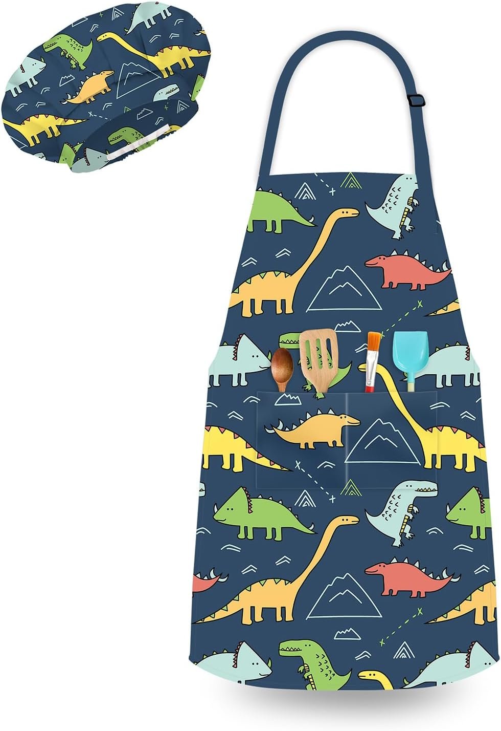 Kids Apron for Boys, Unisex Apron With Adjustable Neck strap, Kitchen Bib Apron for Cooking Painting Baking