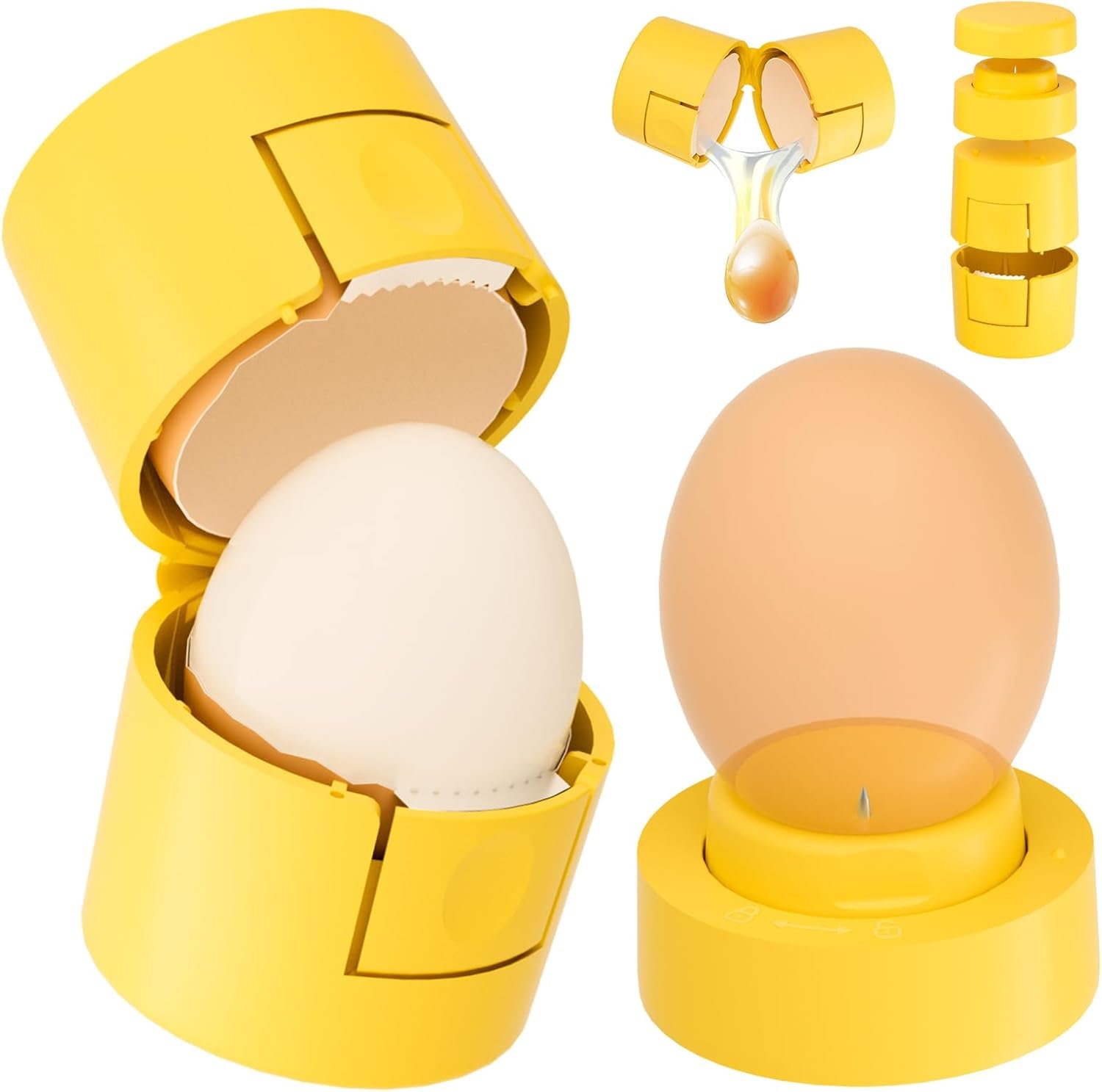 Innovative 2 in 1 Egg Shell Opener, Hard Boiled Egg Peeler Cracker with Piercer, Cute Egg Separator for Raw Eggs, Home Kitchen Gadgets Tool
